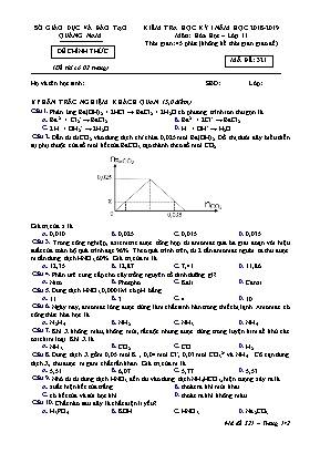 Đề kiểm tra học kỳ I môn Hóa học Lớp 11 - Mã đề 321 - Năm học 2018-2019 - Sở giáo dục và đào tạo Quảng Nam
